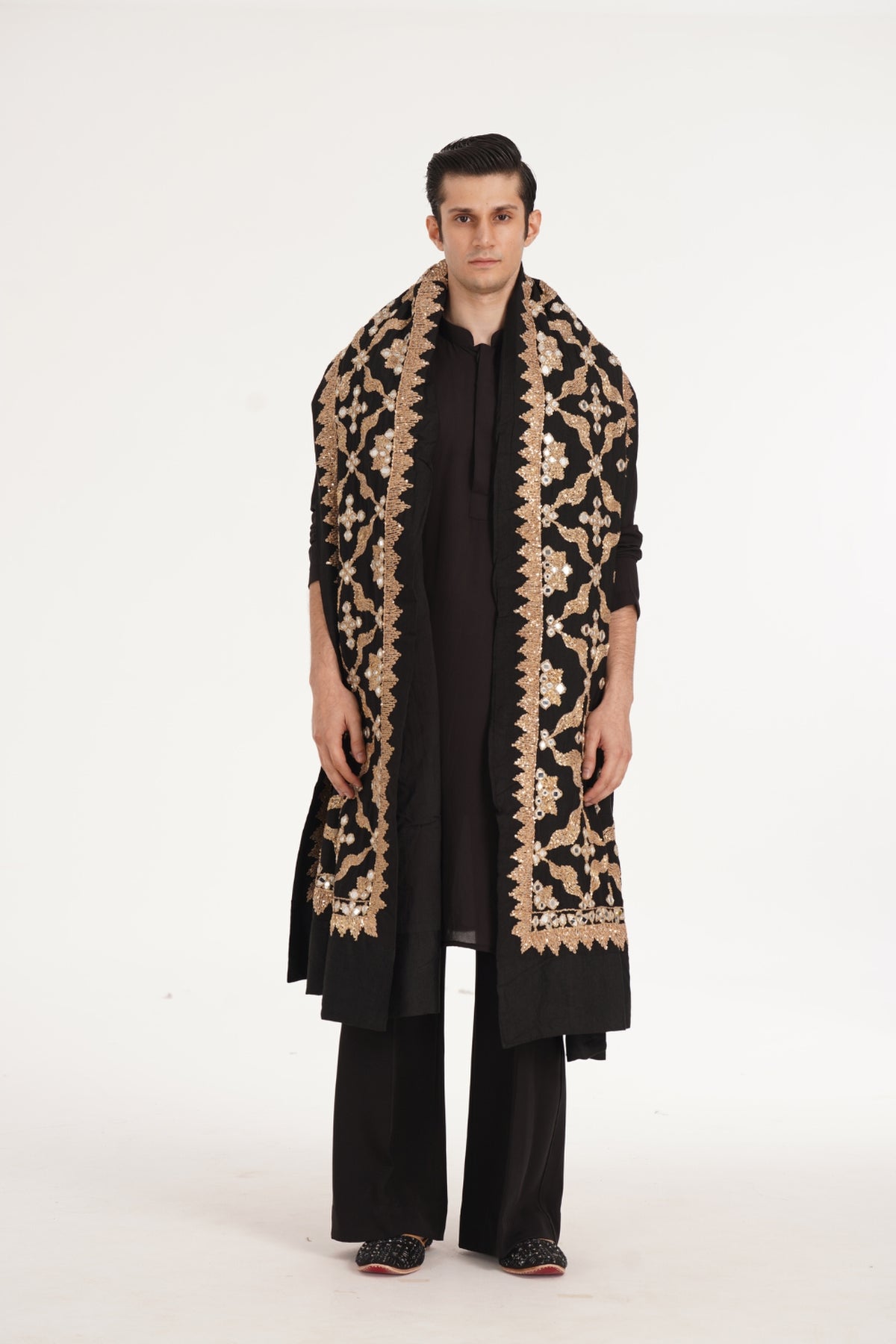 Kalbeliya Men's Black Kurta Set