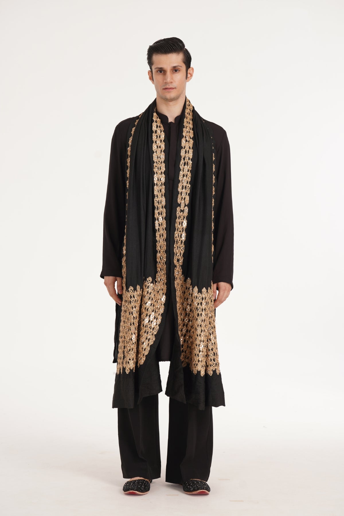 Kalbeliya Men's Black Kurta Set
