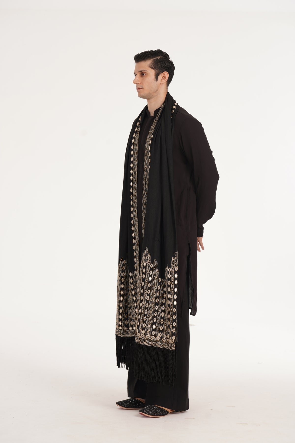 Kalbeliya Men's Black Kurta Set