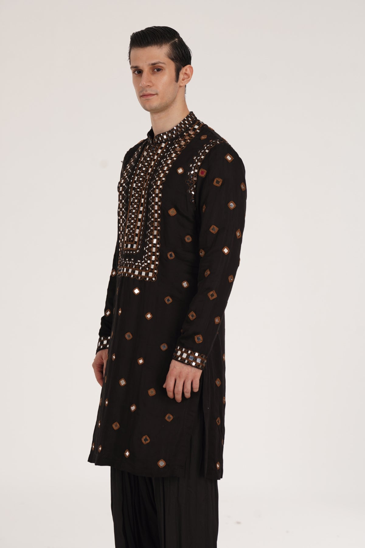 Kalbeliya Men's Black Kurta Set