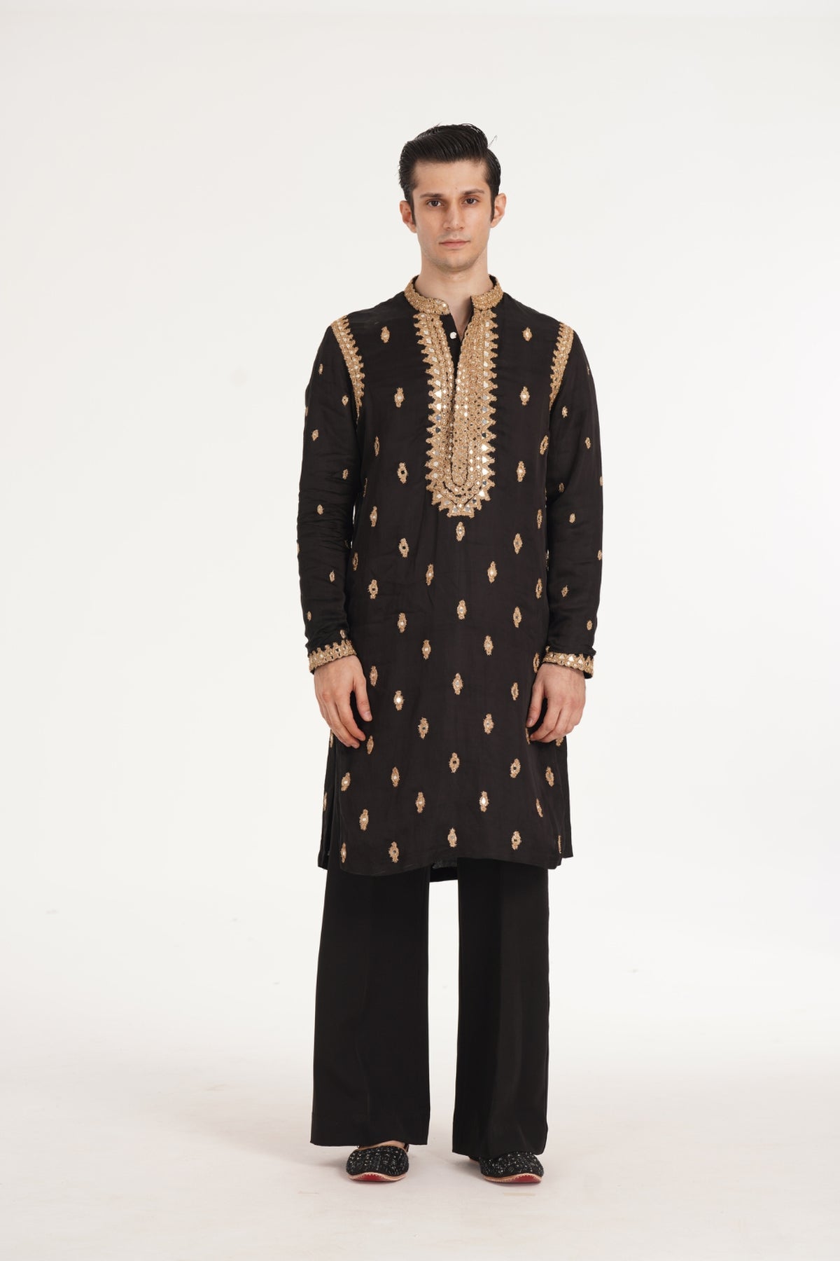 Kalbeliya Men's Black Kurta Set
