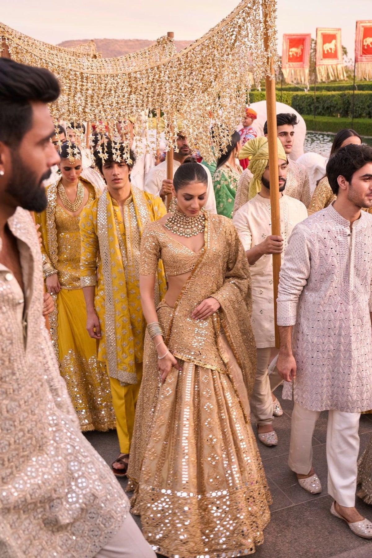 PATTERN TISSUE LEHENGA SET