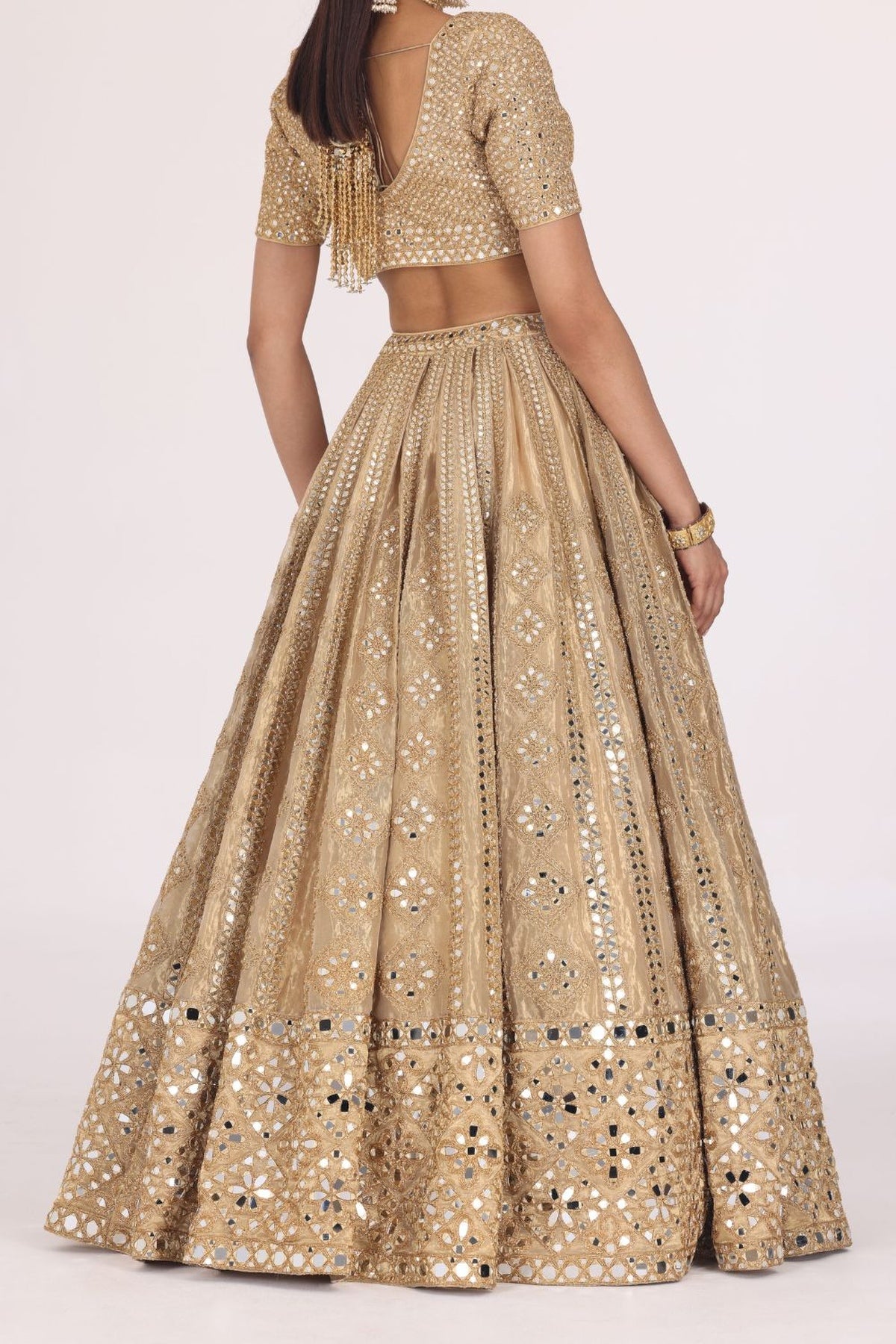 PATTERN TISSUE LEHENGA SET