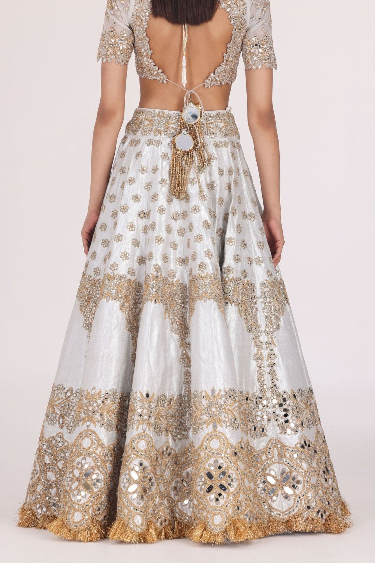 SILVER GOLDEN EMBELLISHED LEHENGA SET