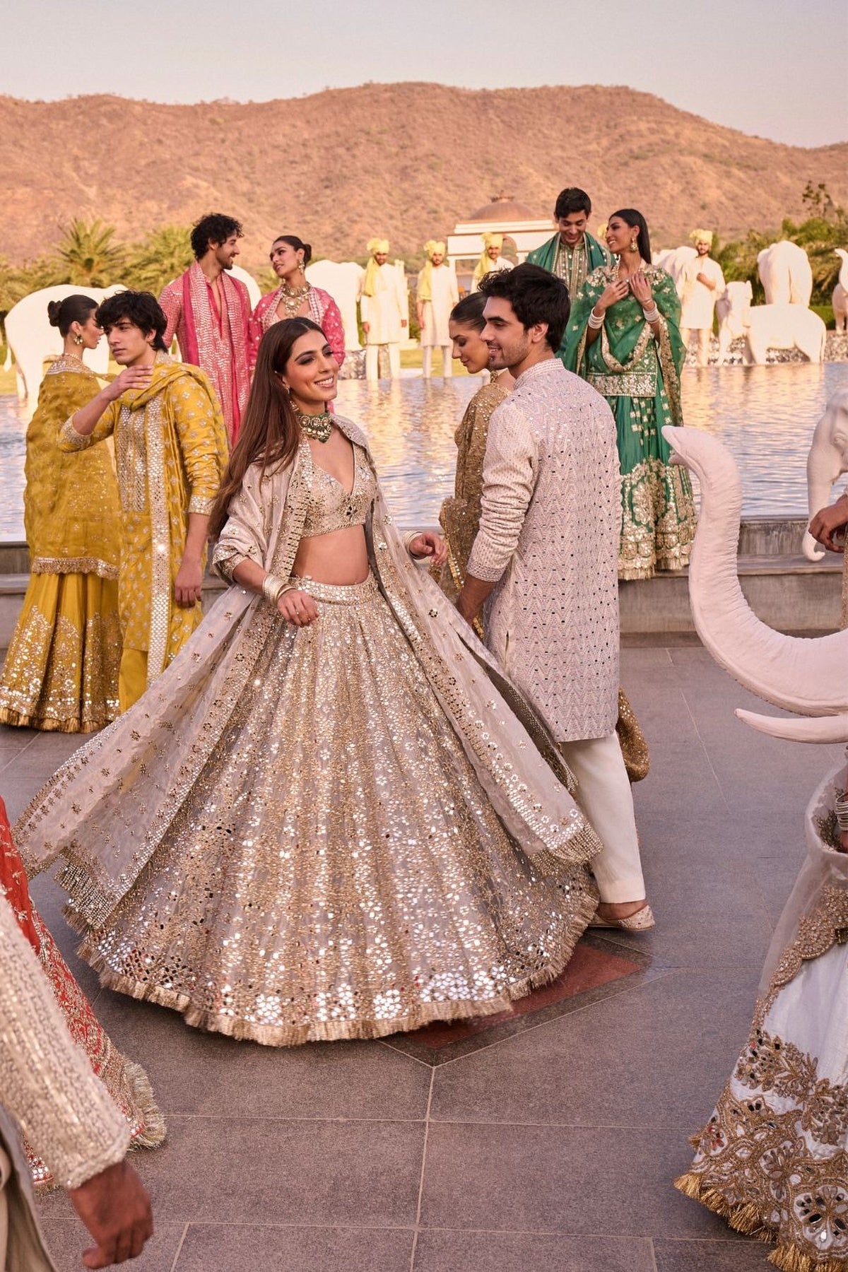SILVER TISSUE EMBELLISHED LEHENGA SET