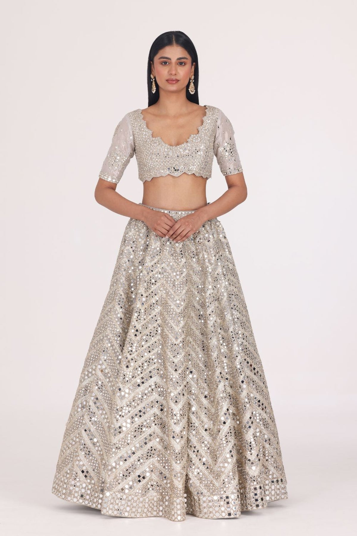 LINEAR PATTERN EMBELLISHED LEHENGA SET
