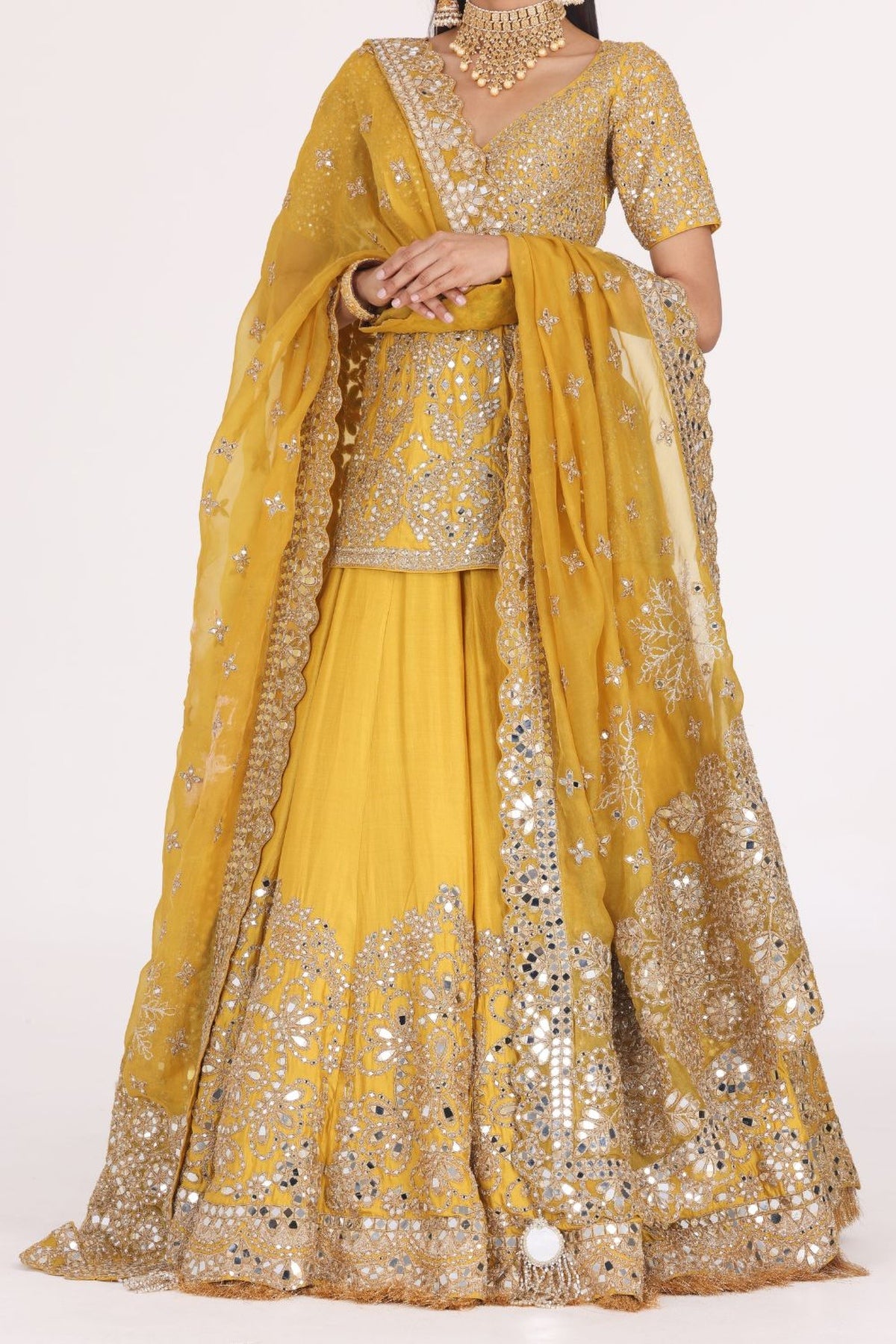 GOLDENROD HALDI EMBELLISHED LEHENGA SET
