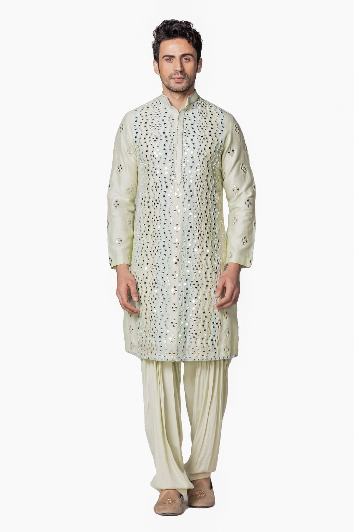 Mint green with pastel shades kurta