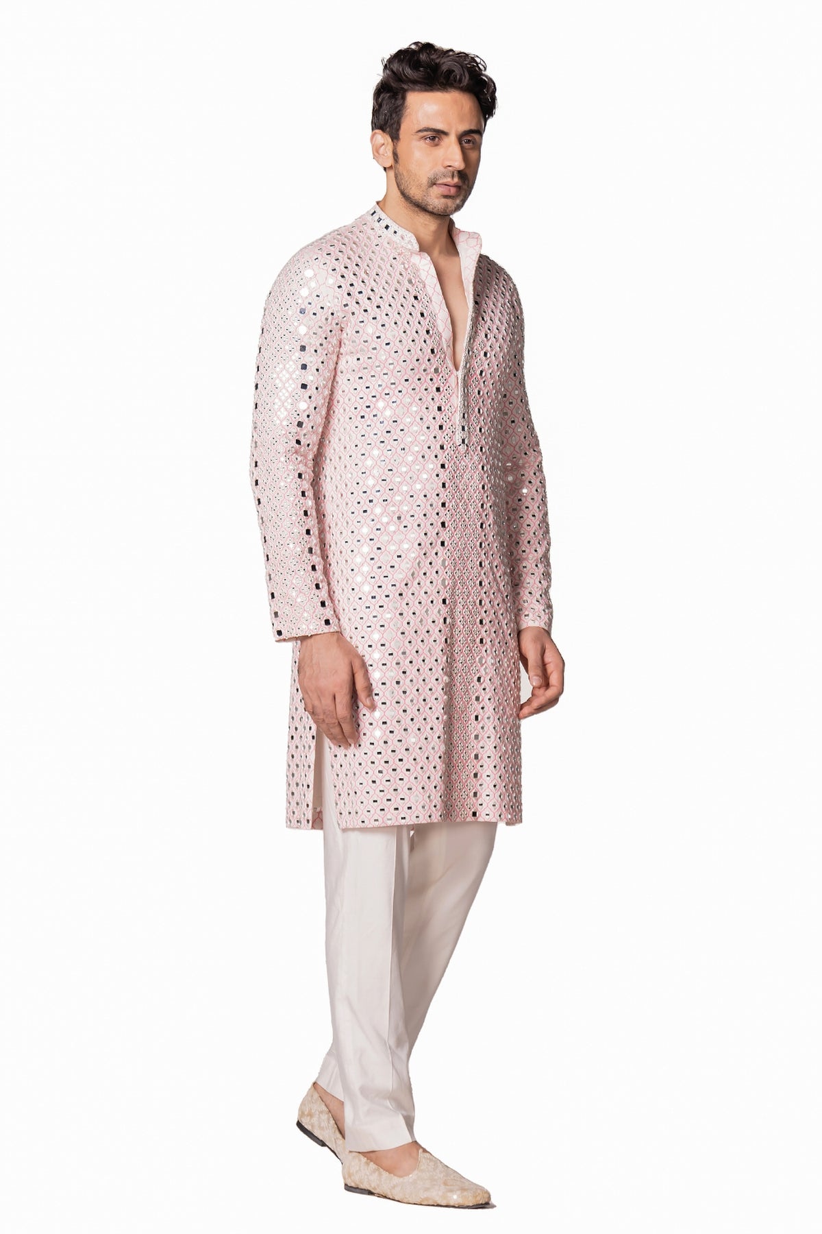 Ivory & pink kurta