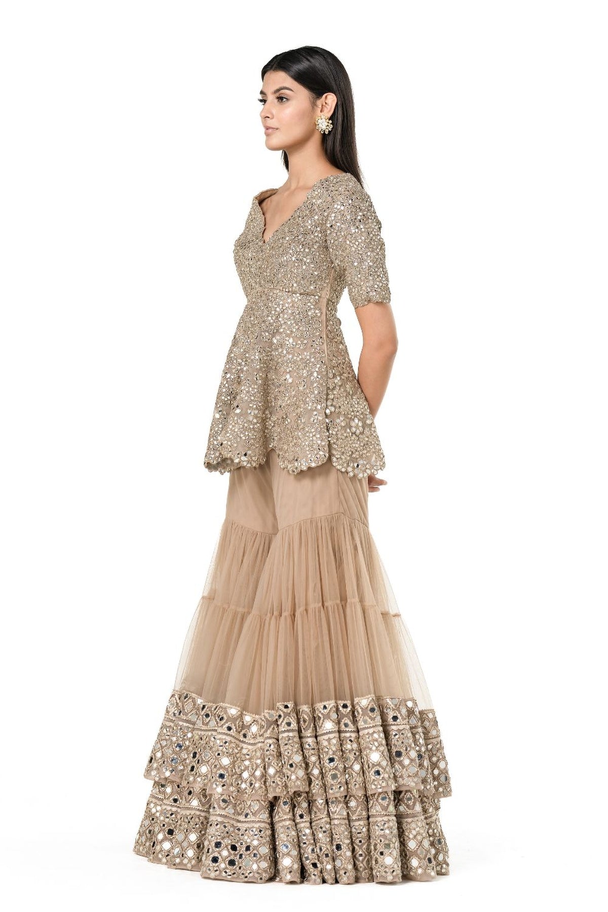 Beige kurta sharara set