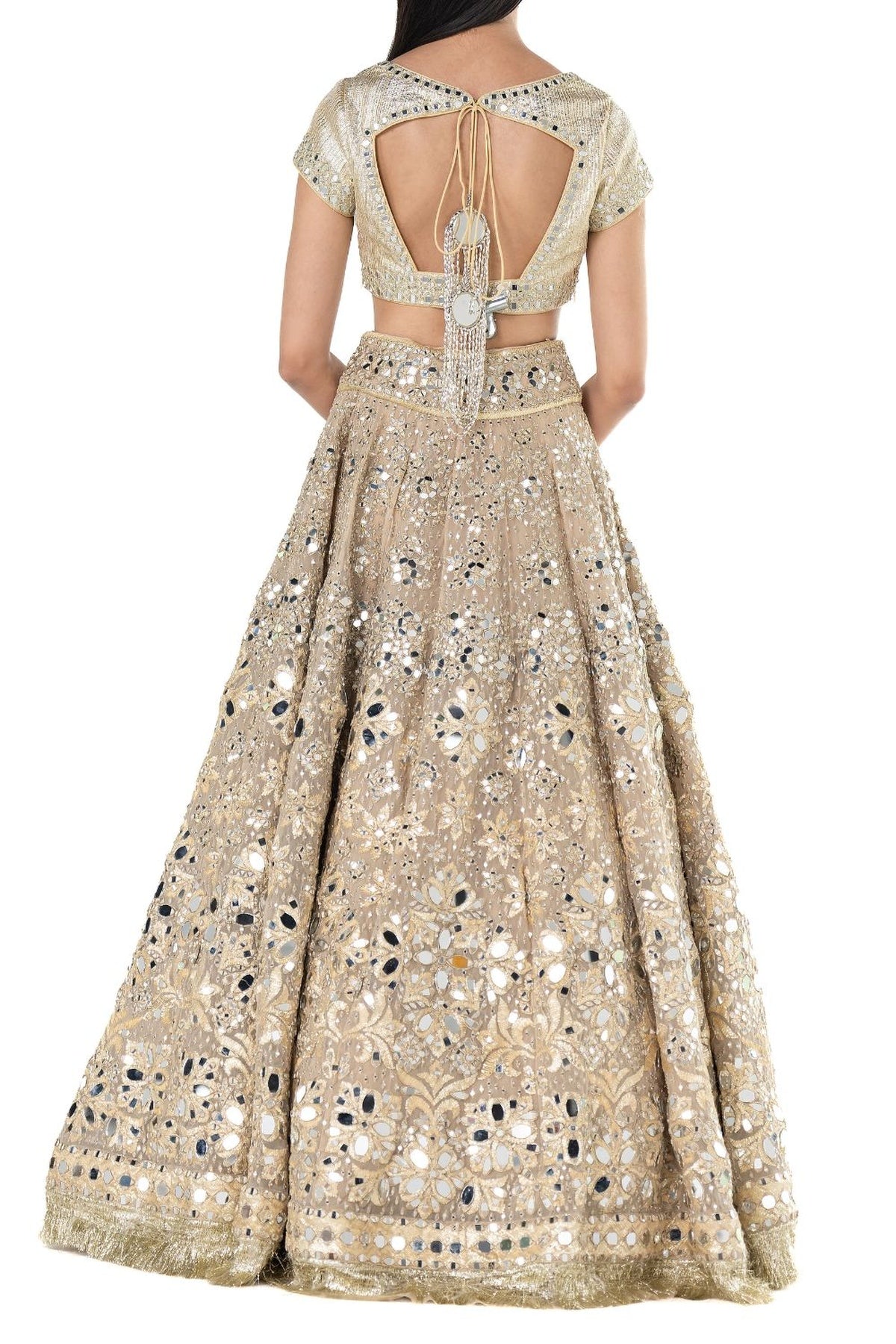 Beige golden lehenga set