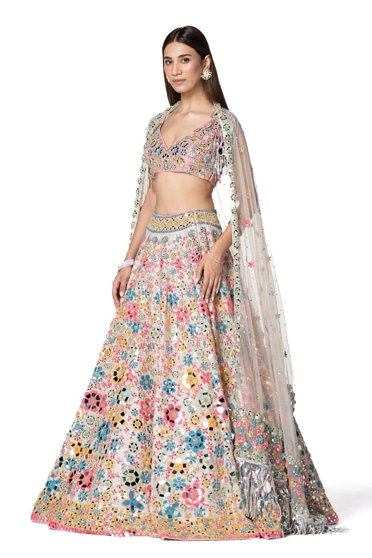 Multicoloured Floral Pattern Lehenga