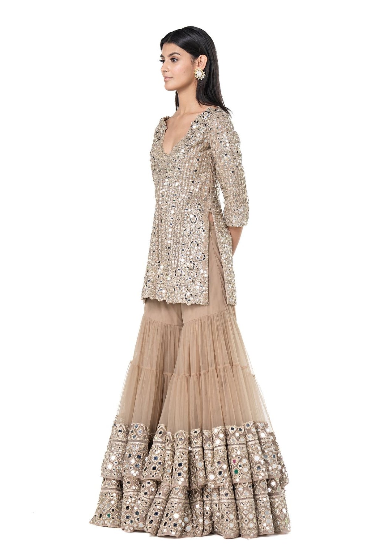 Beige sharara set