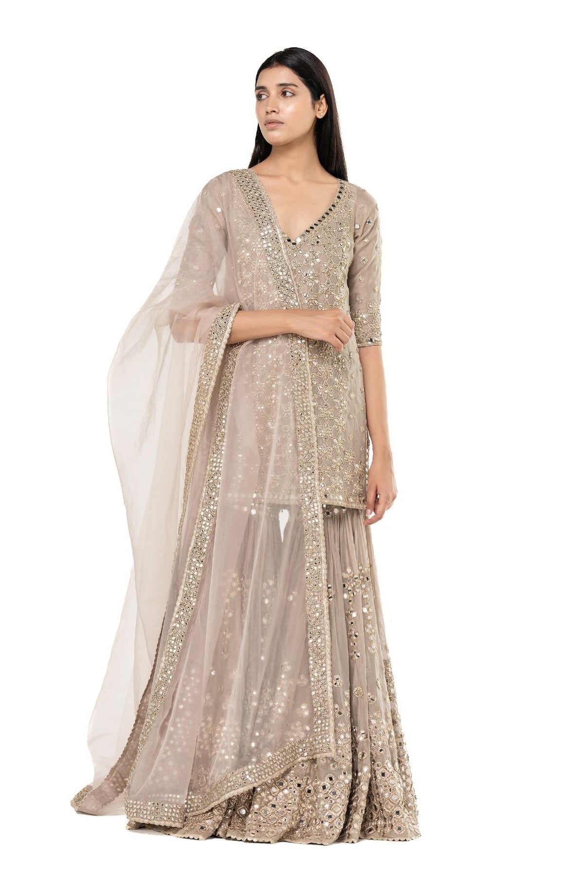 Grey kurta and sharara