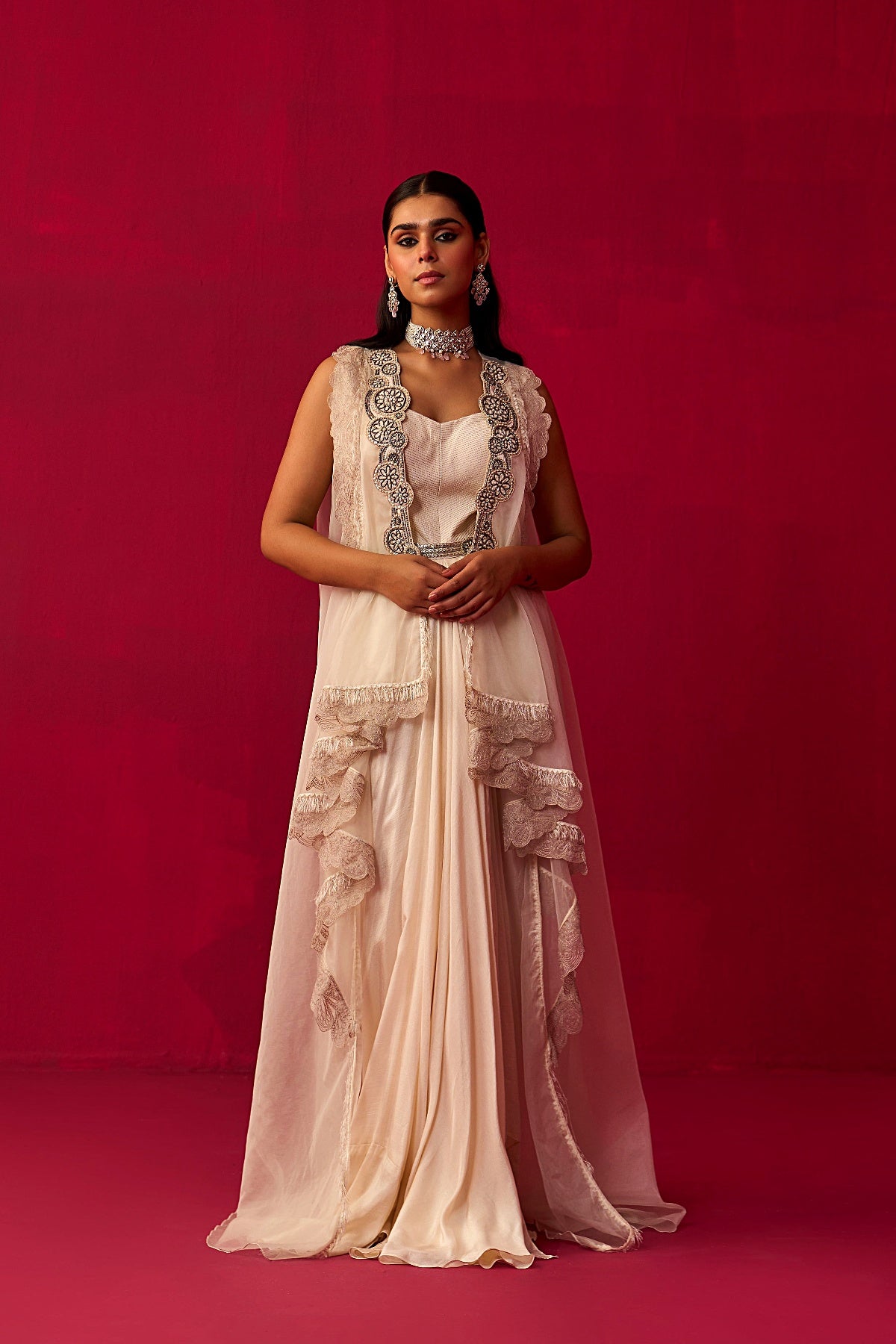 Ivory Mandala Cape and Dress set