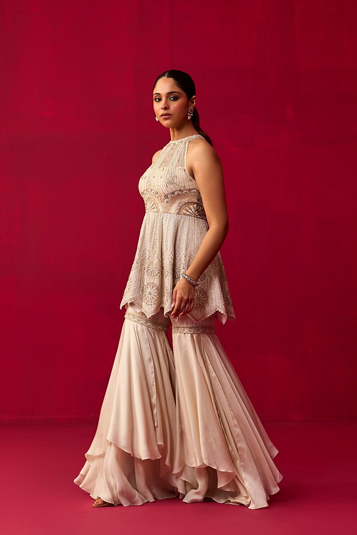Ivory Mandala Top Sharara Set