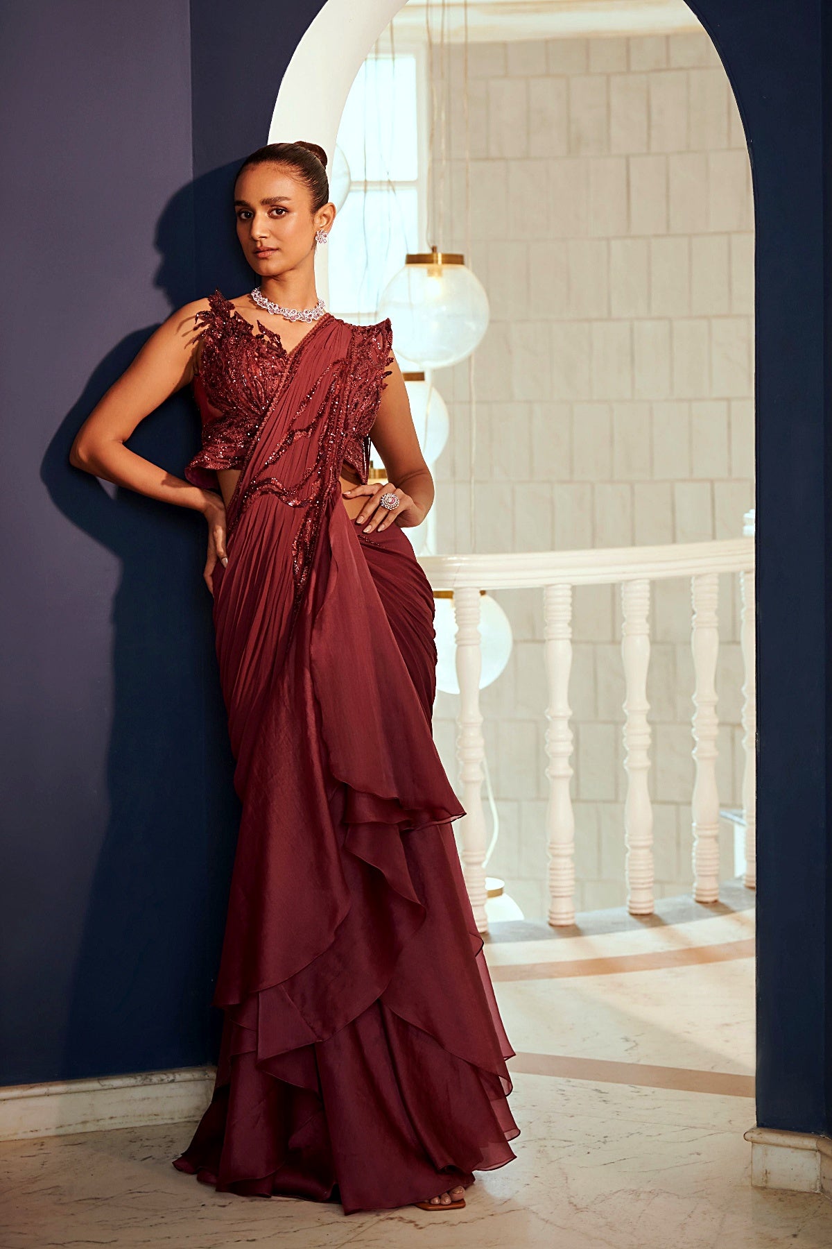Boysenberry Drape Saree