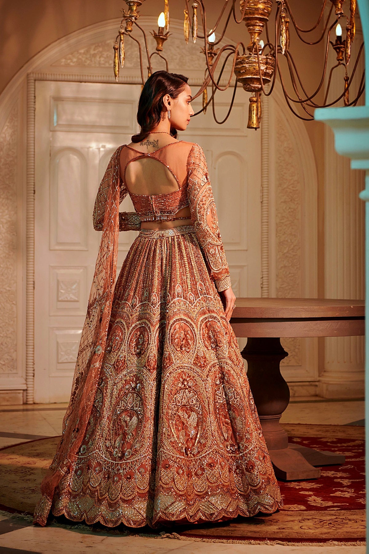 Rust Swan Lehenga