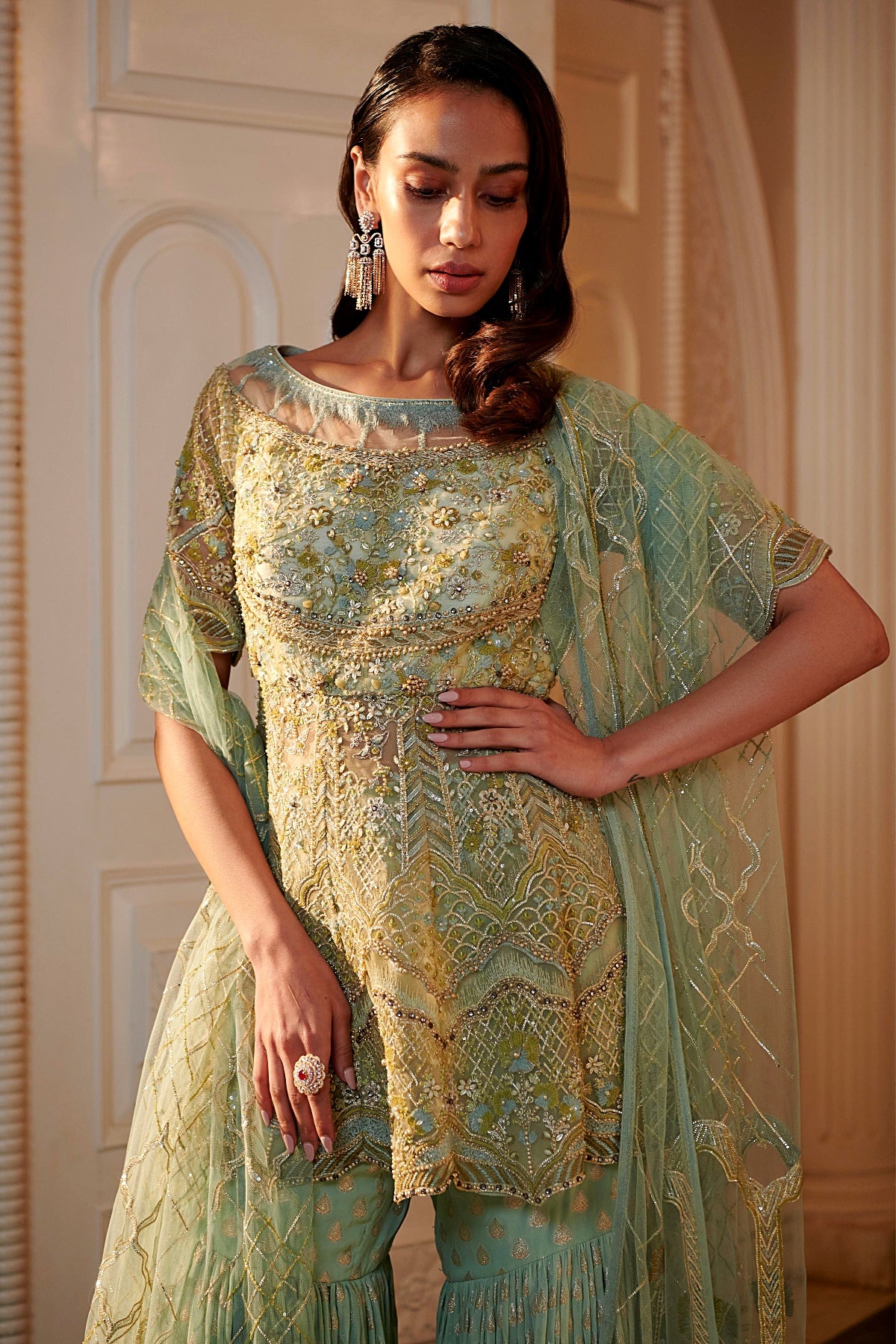 Sea Green Mist Sharara