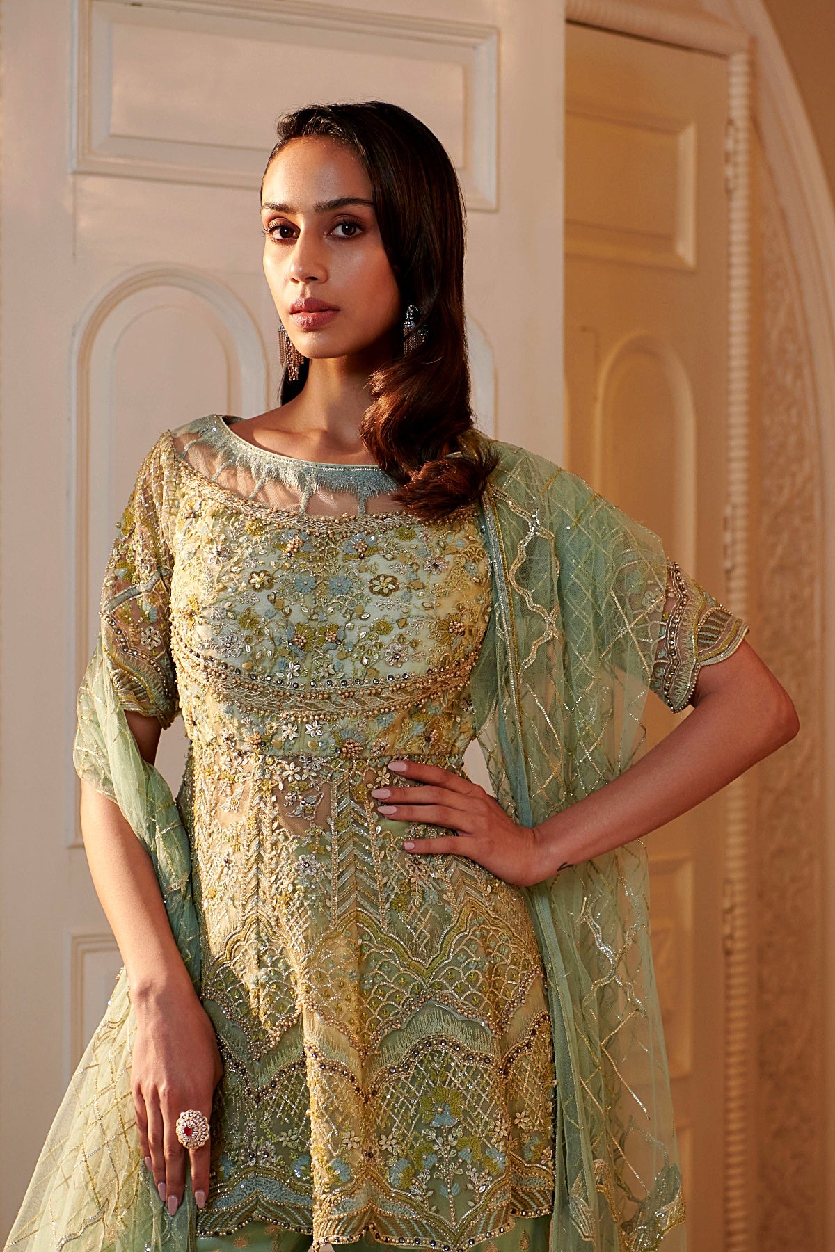 Sea Green Mist Sharara