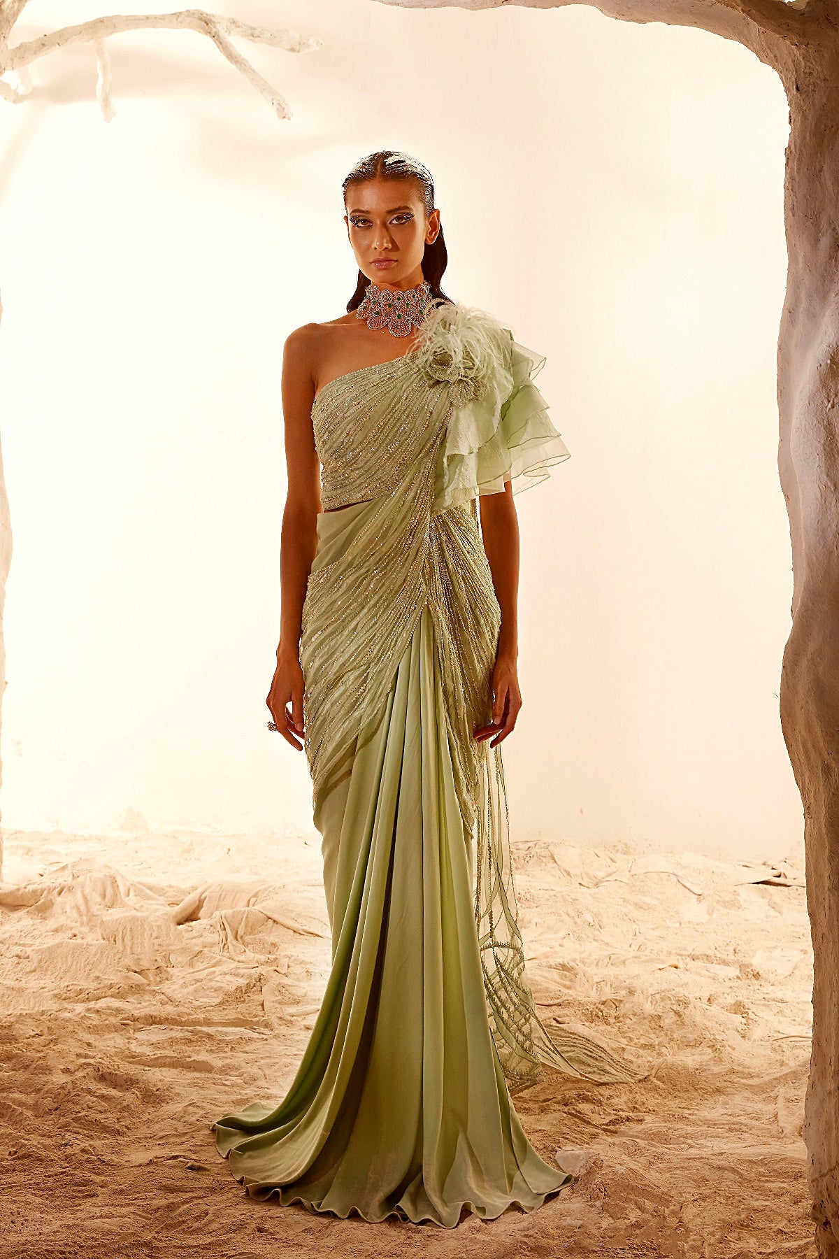 Nile Green Saree