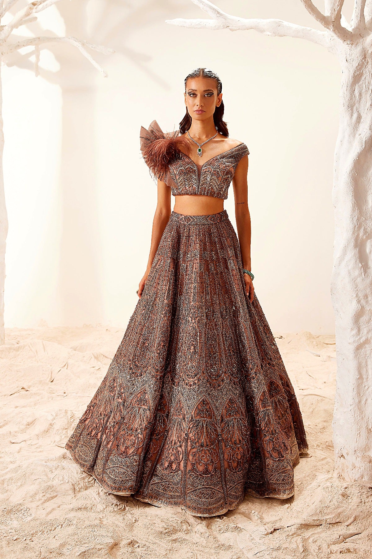 Brown Morris Lehenga