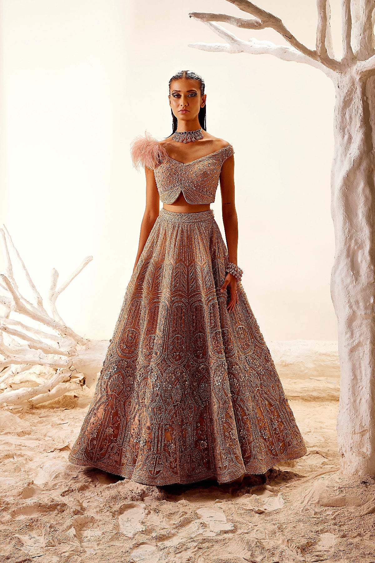 Mosiac Gold Floral Lehenga