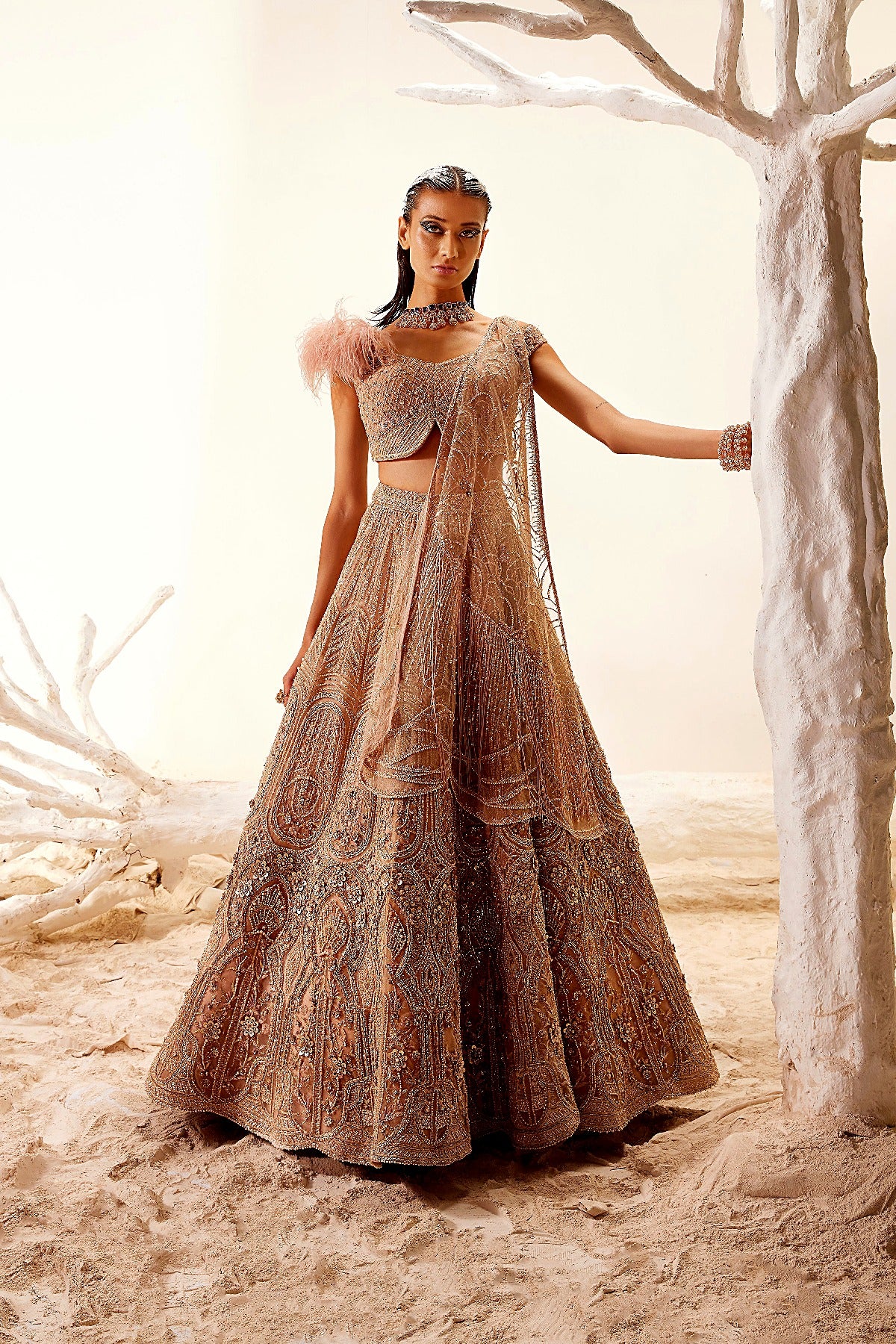 Mosiac Gold Floral Lehenga