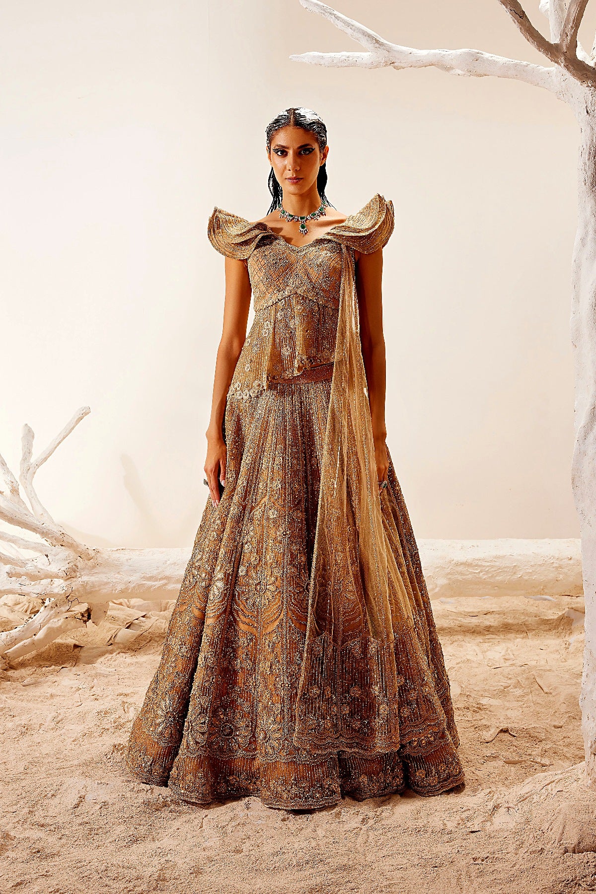 Metallic floral detail lehenga