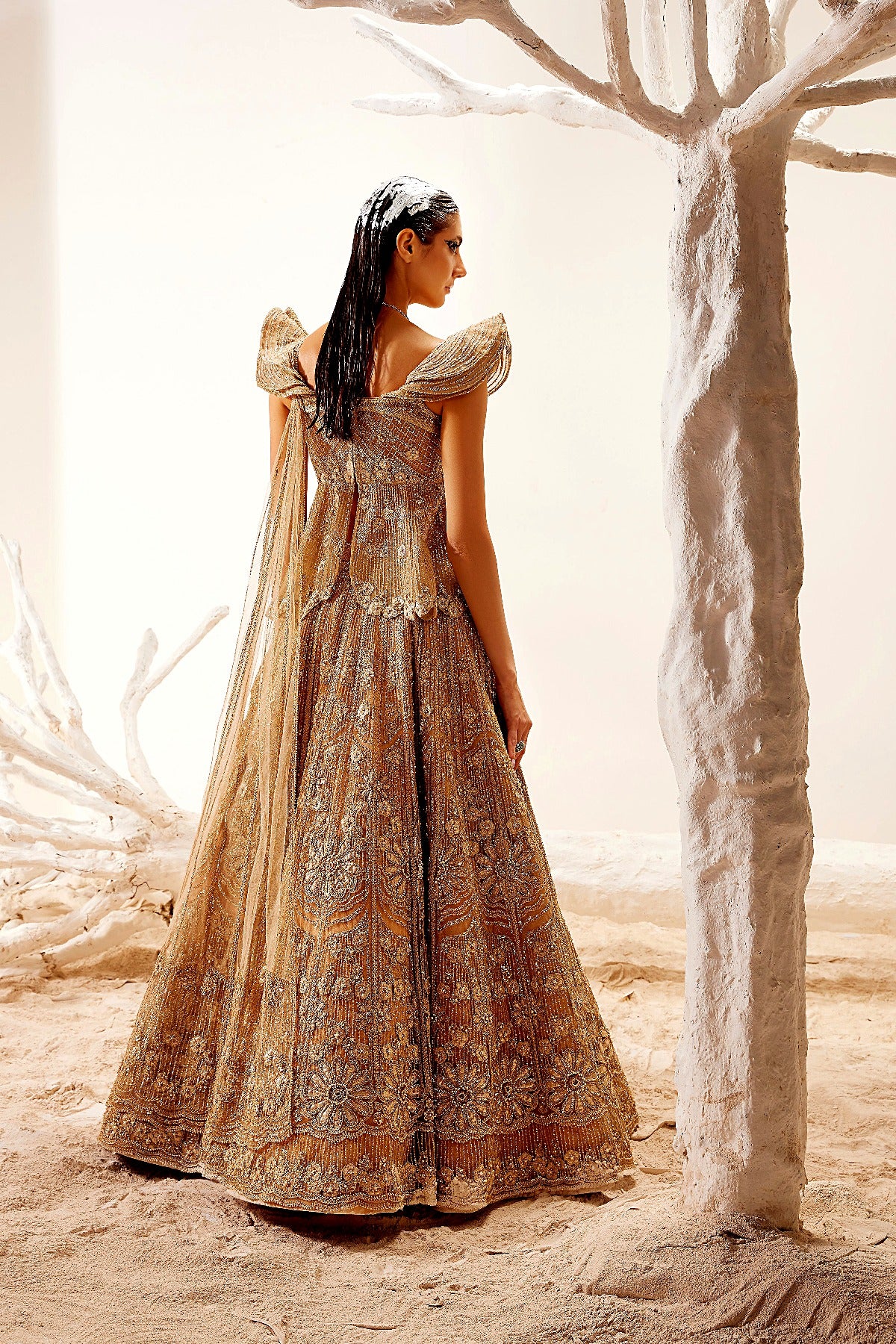 Metallic floral detail lehenga