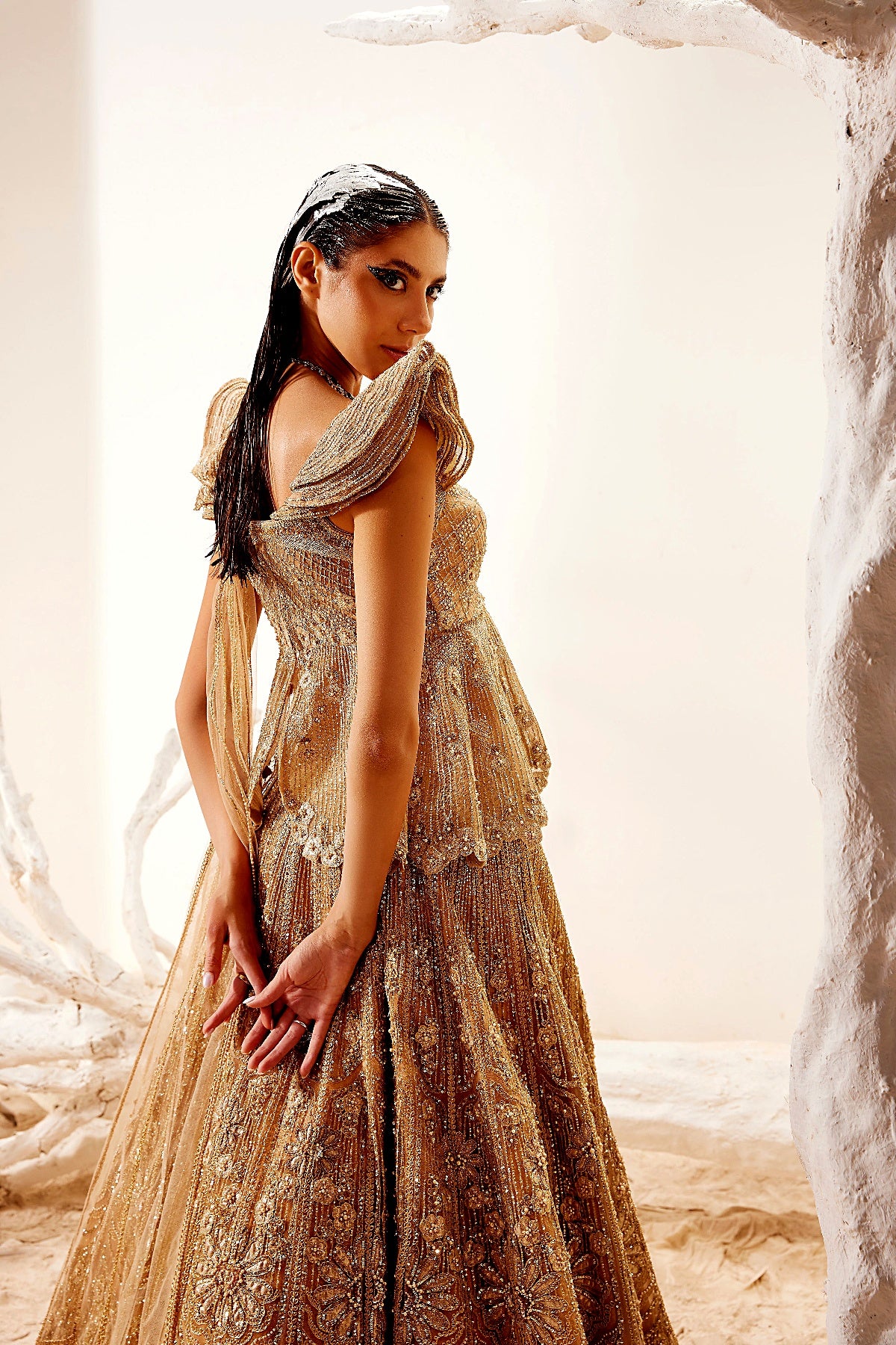 Metallic floral detail lehenga