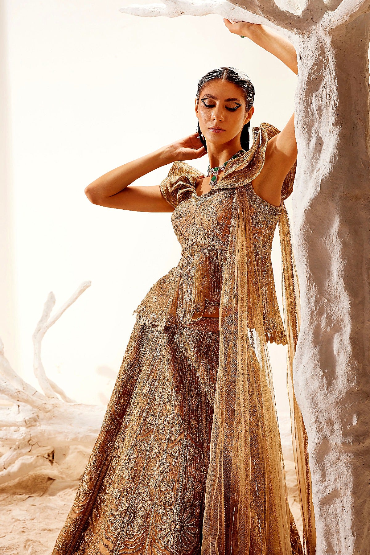 Metallic floral detail lehenga