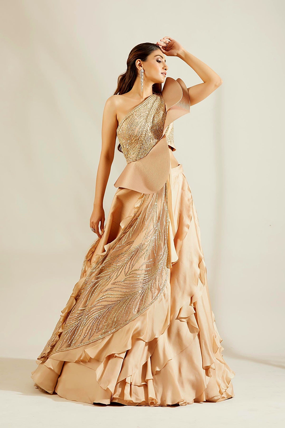 Tuscany Gold leaf Blouse with Ruffle Skirt