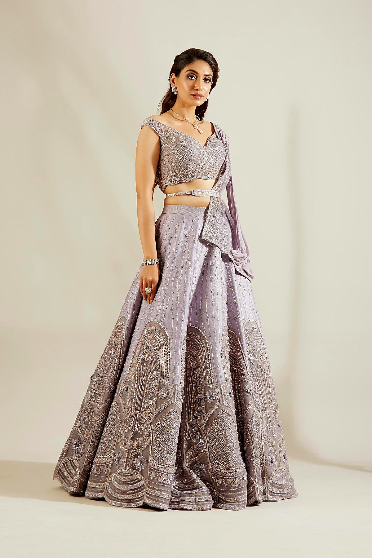 Charlotte Blue Jali Embellished Lehenga