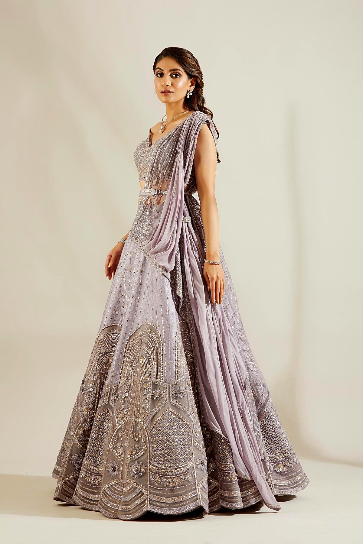 Charlotte Blue Jali Embellished Lehenga