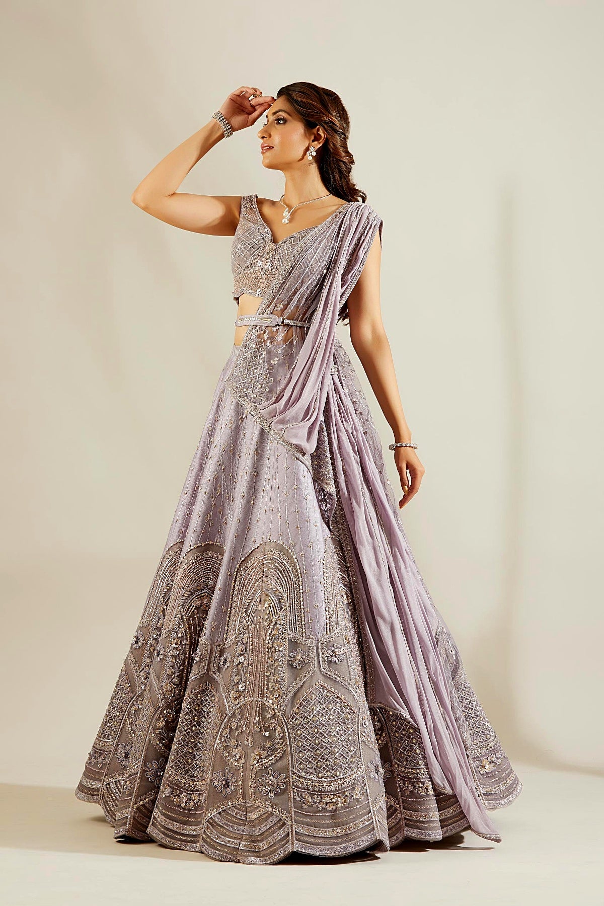 Charlotte Blue Jali Embellished Lehenga