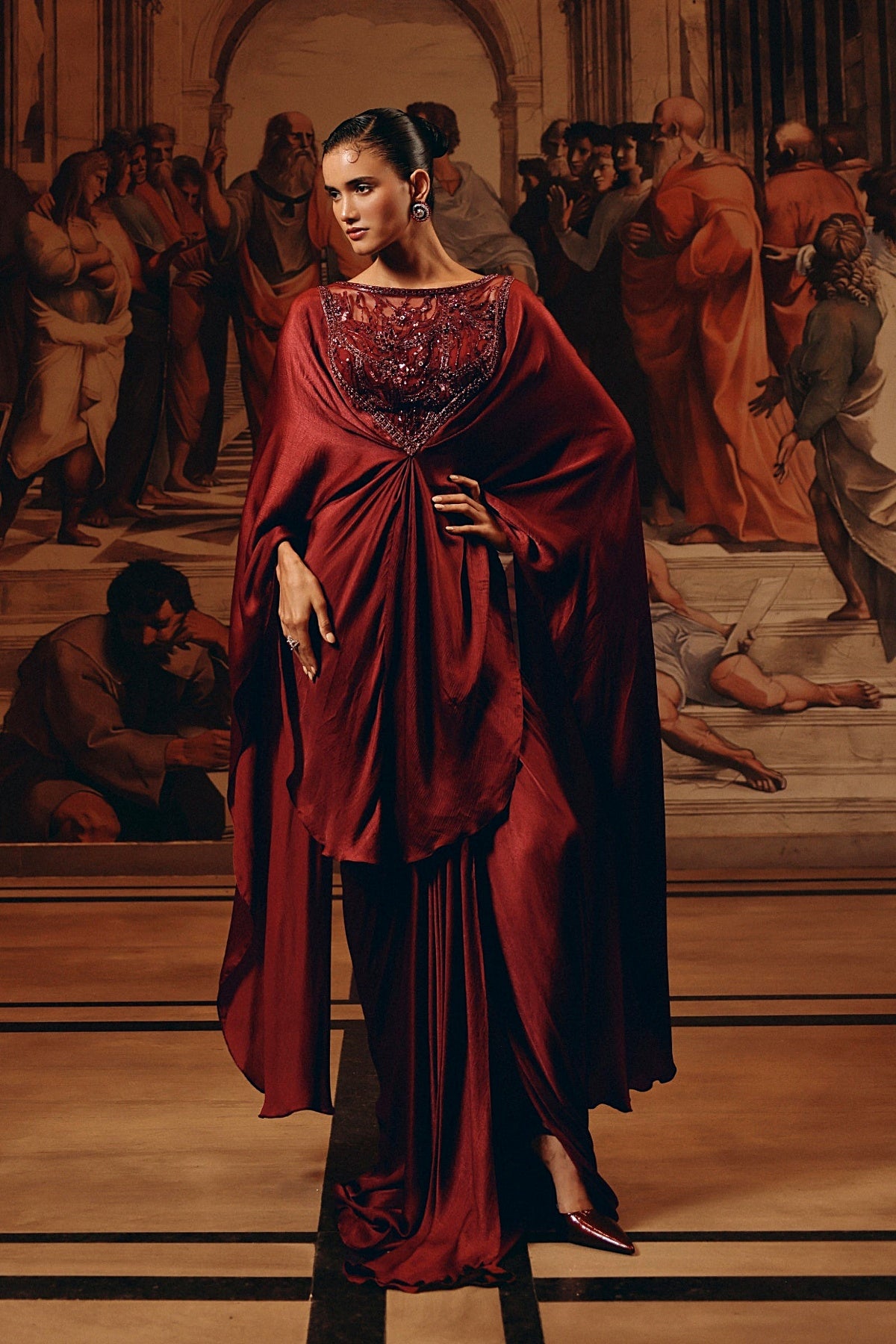 Garnet Draped Kaftan