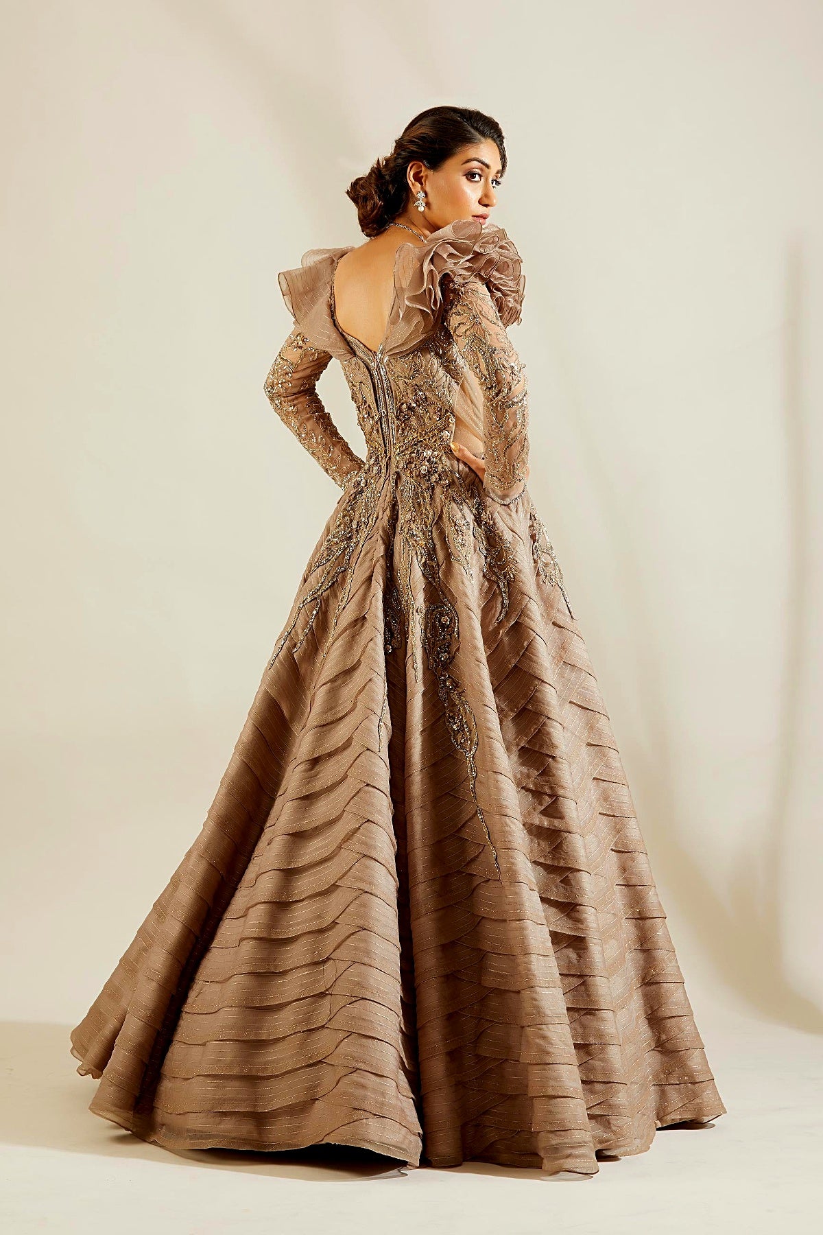 Lenox Grey Ruffle Gown