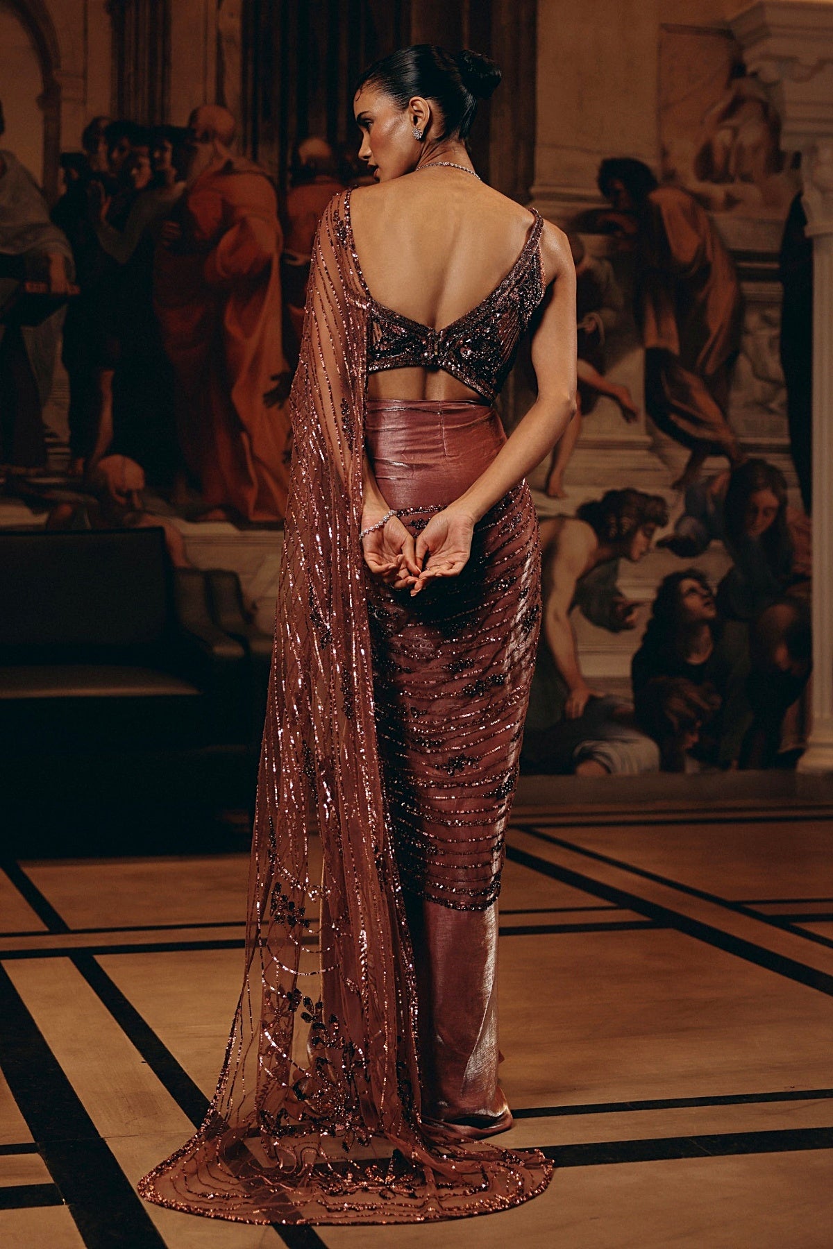 Embellished Cut-Out Saree