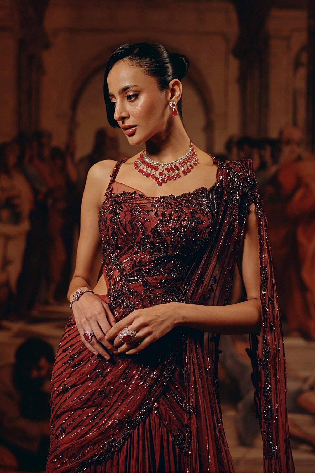 Crimson Radiance saree