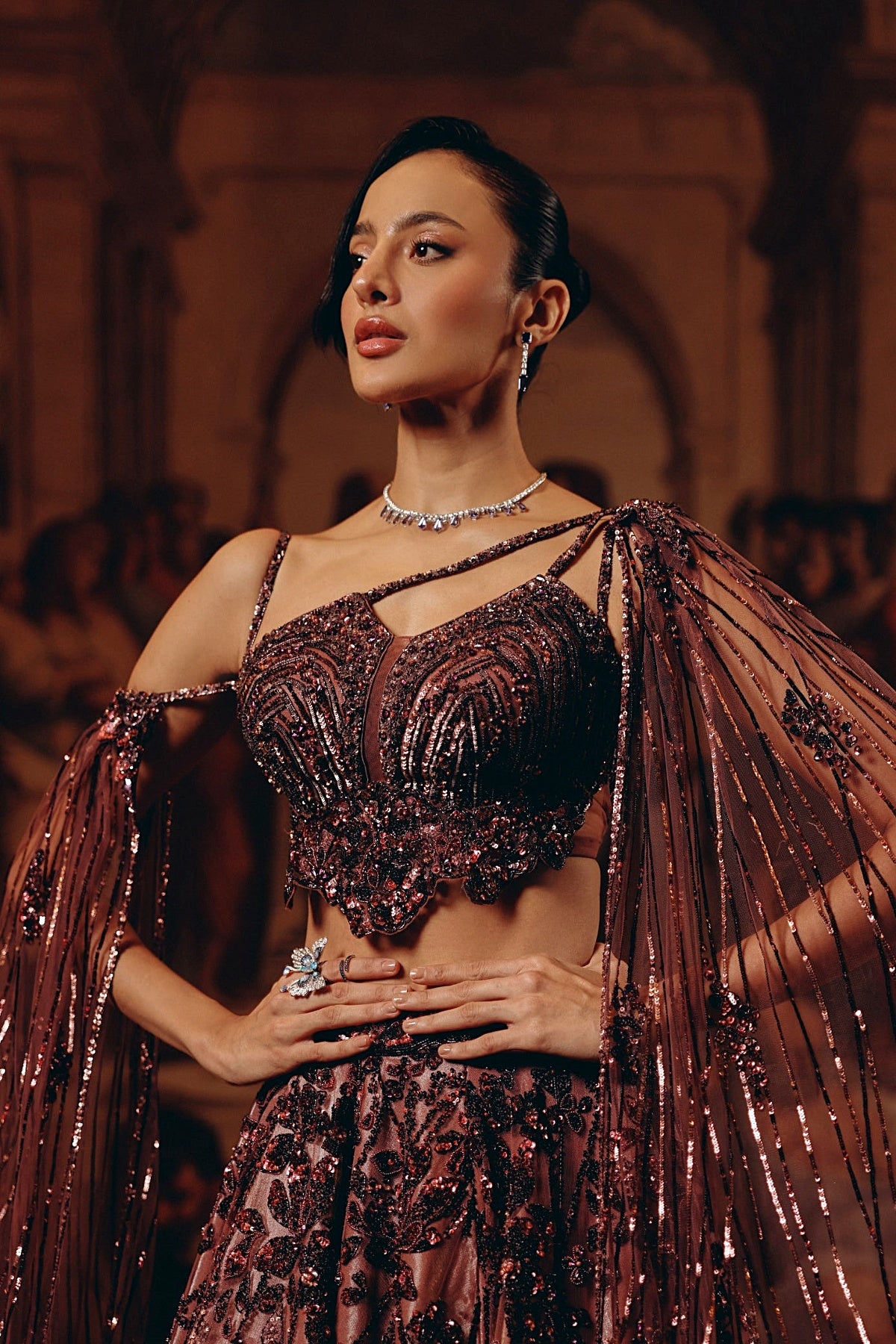 Garnet Cape Top And Skirt set