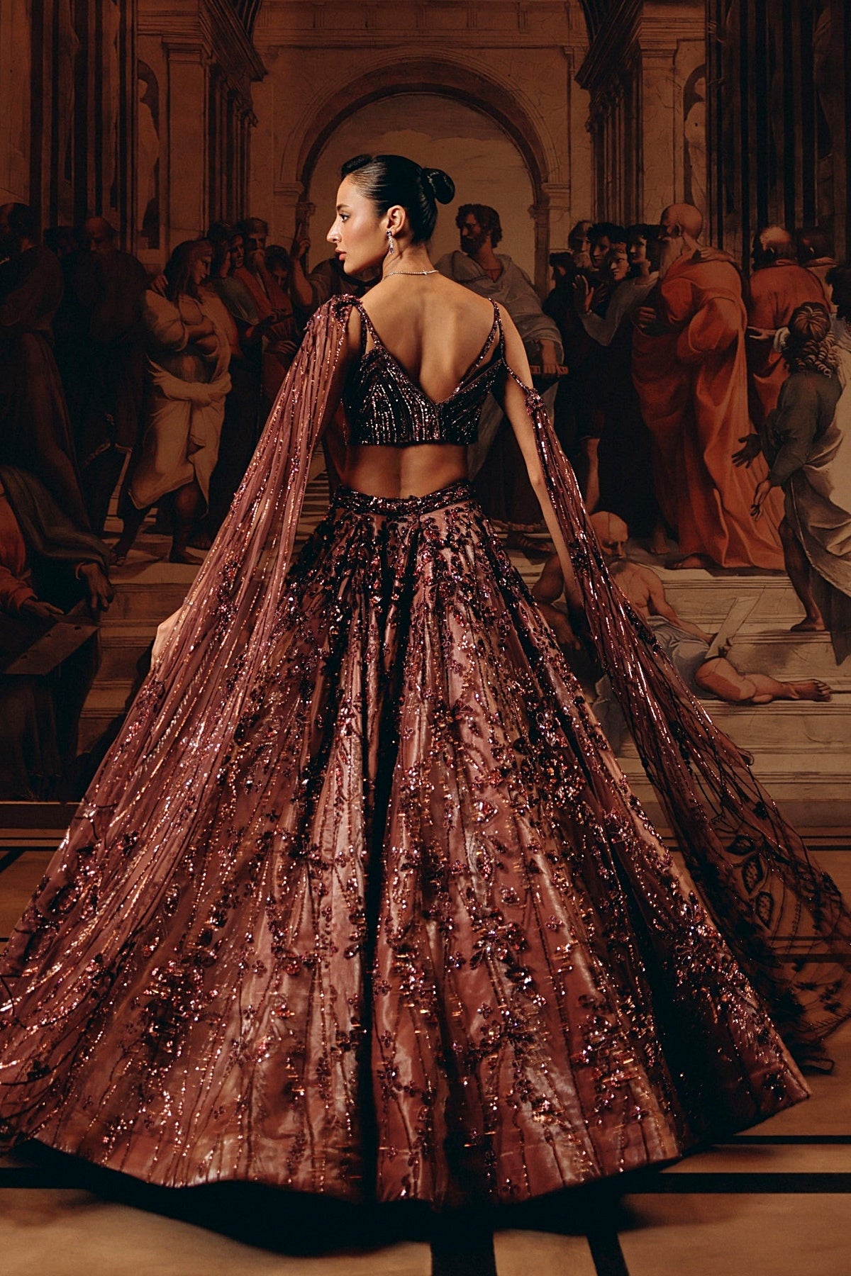 Garnet Cape Top And Skirt set