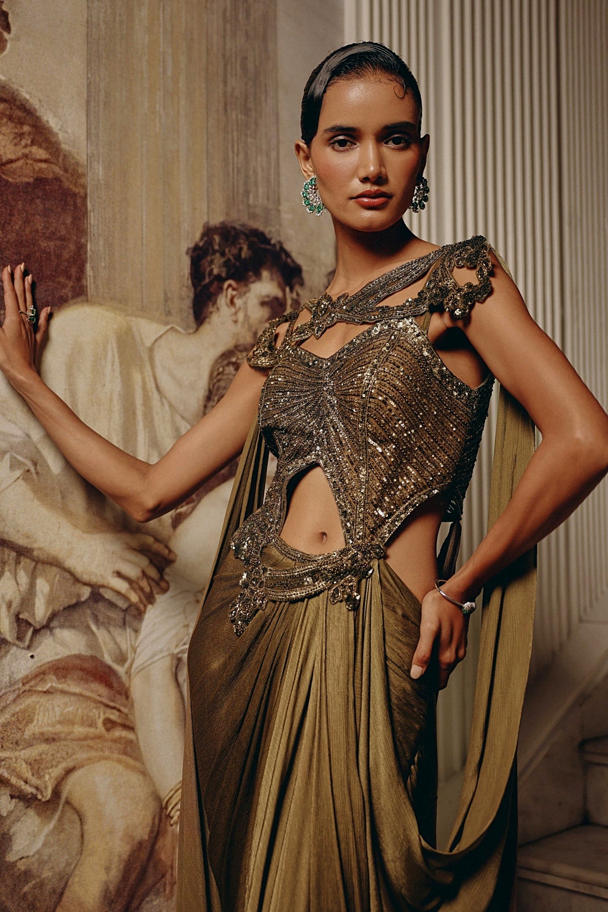 Sculpted Olive Drape