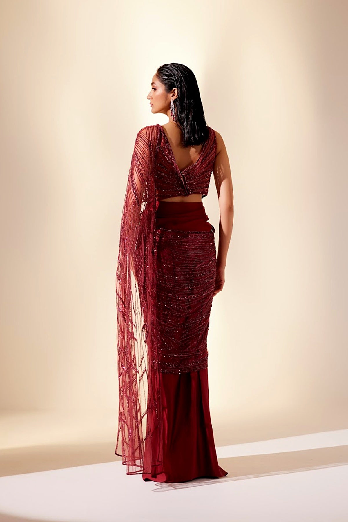 Wine Sizzling Whispers Saree