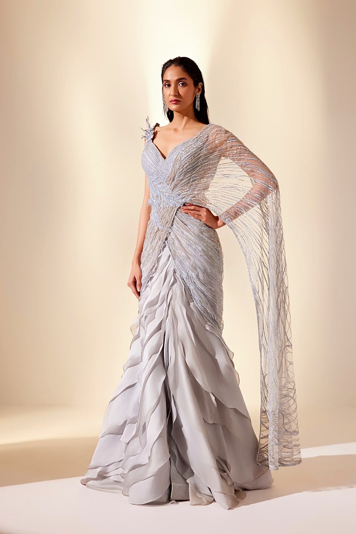 Powder Blue Stream Saree