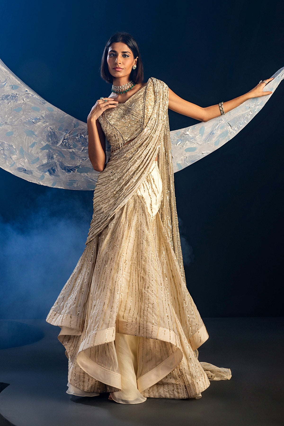 Moonlit Echo Saree