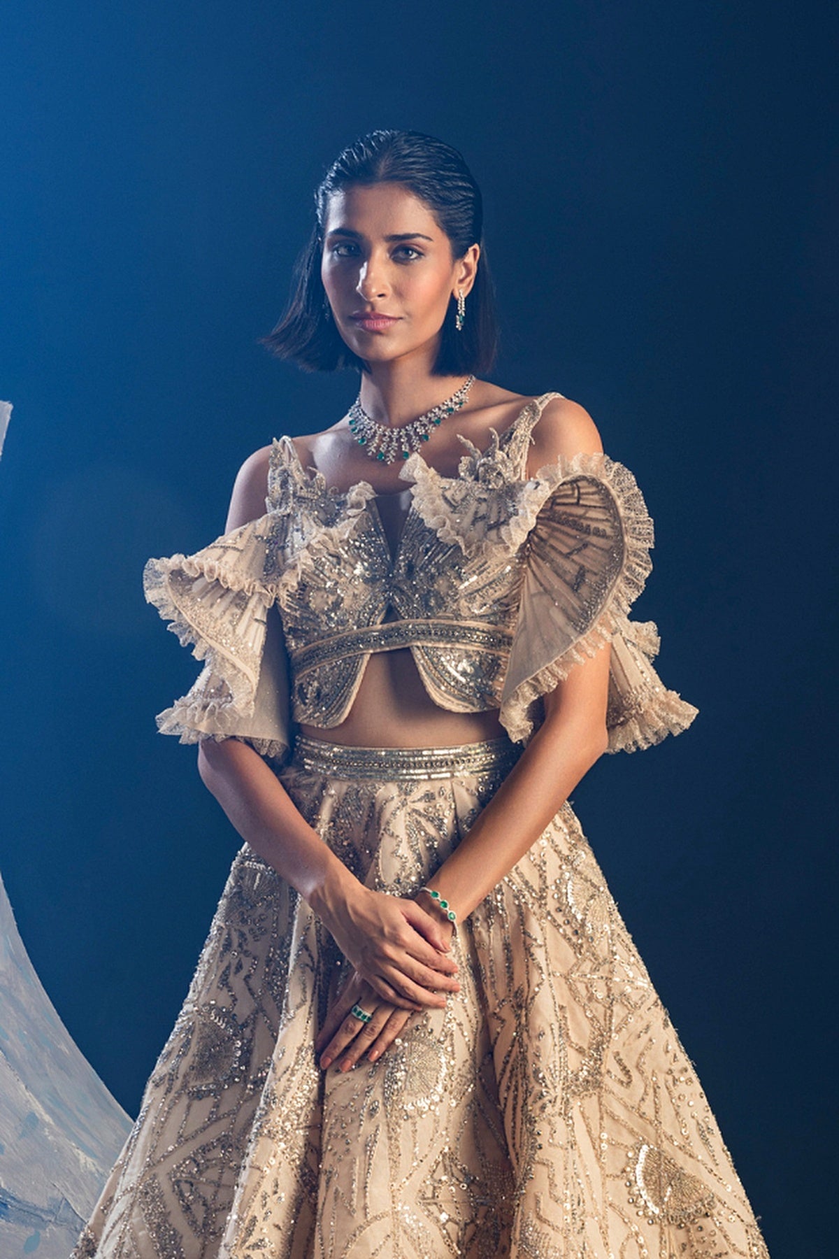 Blushed Pastel Ruffle Wings Lehenga
