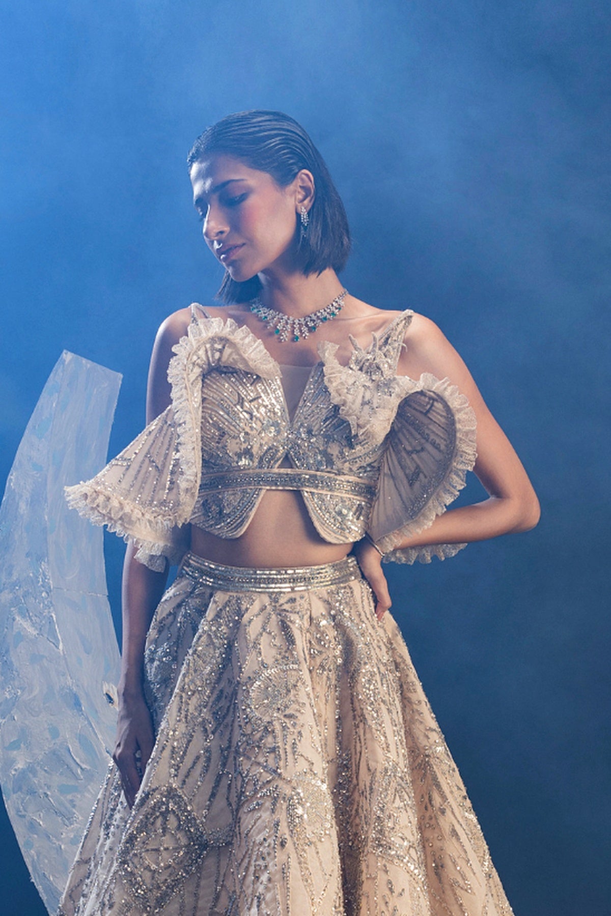 Blushed Pastel Ruffle Wings Lehenga