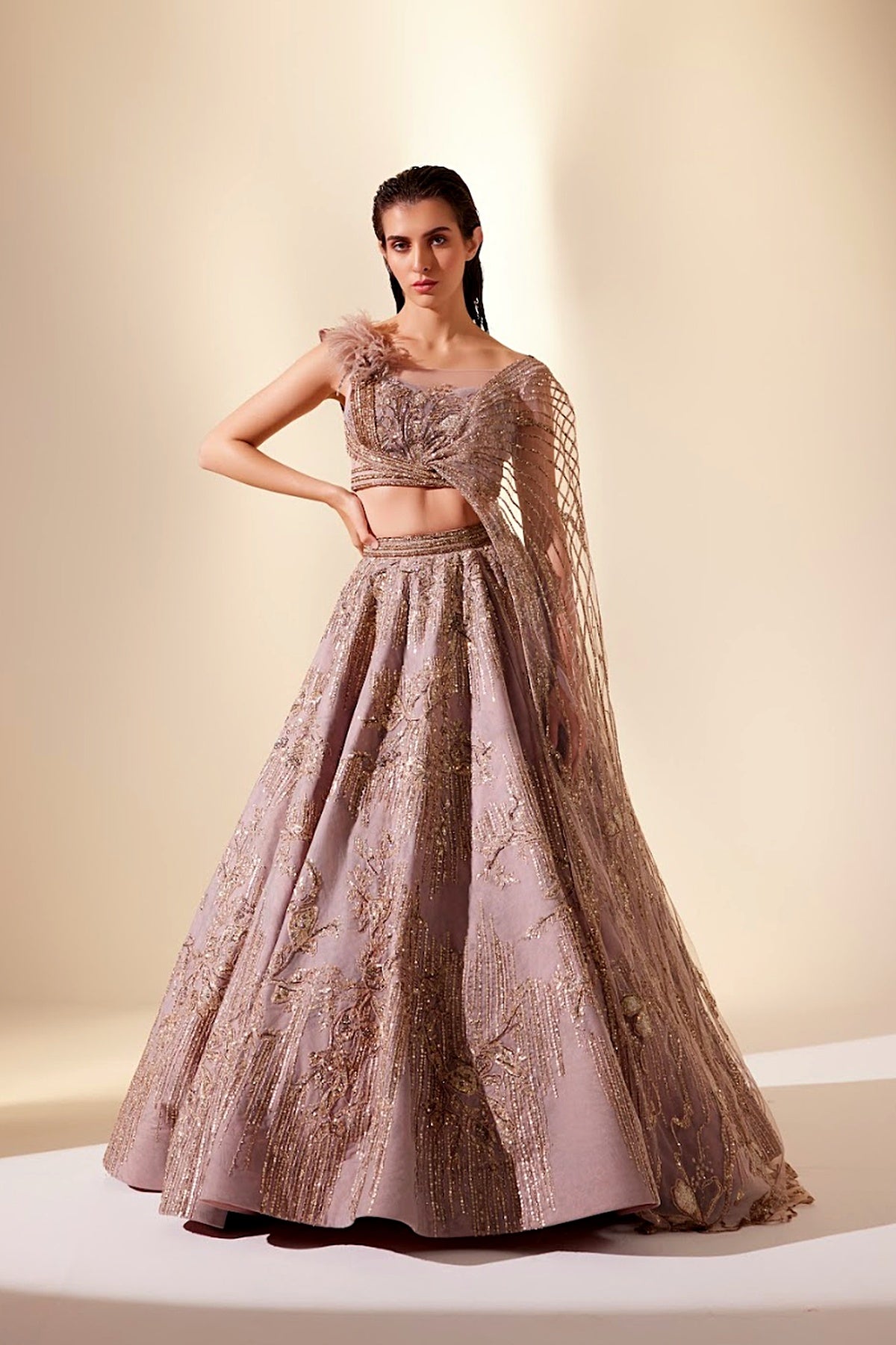 Mauve Shadow Drizzle Top and Skirt