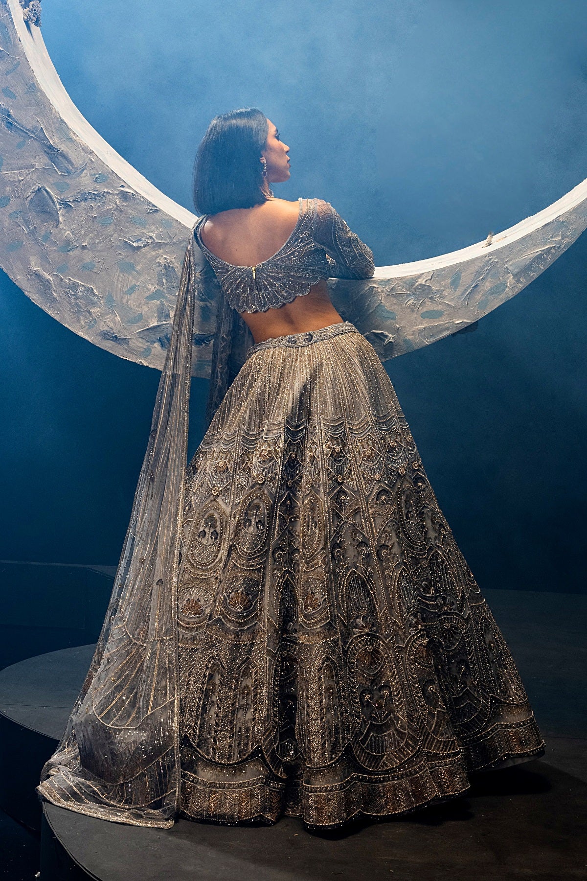 Metallic Blush Floral Lehenga